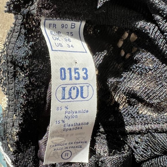 NWT Vintage Lou Bra from Paris France! Chantilly Lace With Bows Black 34B & 34C - Picture 12 of 14